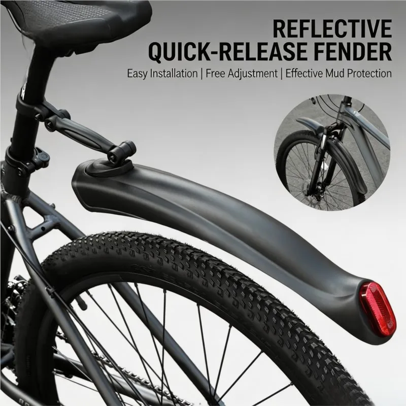Reflective Bike Mudguard Front Rear Bicycle Fender High Strength Splash Guard Rain Protector with Safety  Cycling Accessories