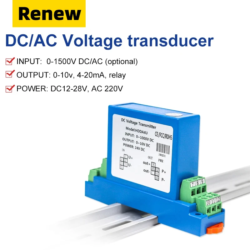 Imagem -04 - Transformador de Tensão dc Conversor de Sinal Analógico 420ma Rs485 010v 50v 100v 300v 500v Entrada 1000v dc 12v 24v