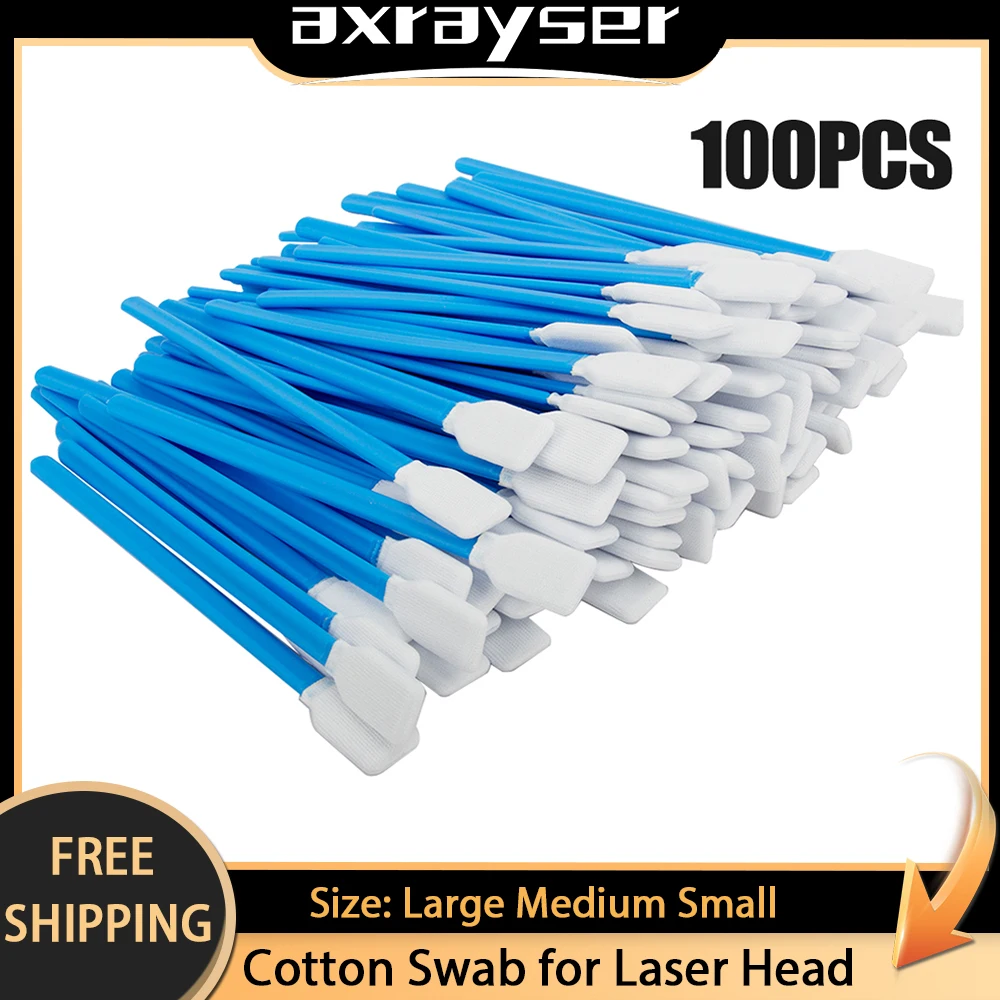 100PCS Cotton Swab Anti-static Industry Nonwoven Dust Off Cleaning Tools for Fiber Laser Protective Windows Focusing Lens