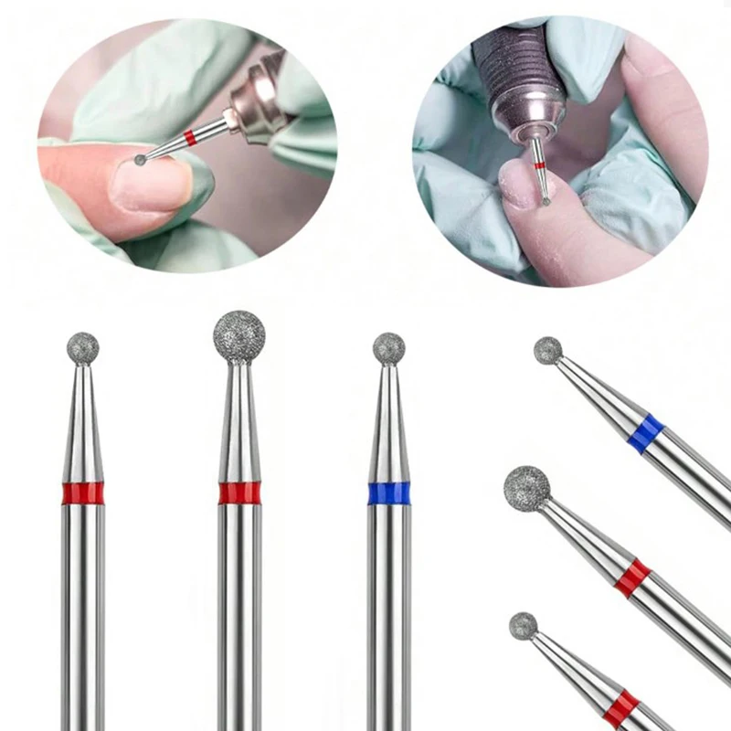 3 Stks/set Kleine Ronde Kop Spijkerboor Schone Slijpkop Wolfraam Staal Elektrische Nagel Nagelriem Detail Roterend Polijstgereedschap