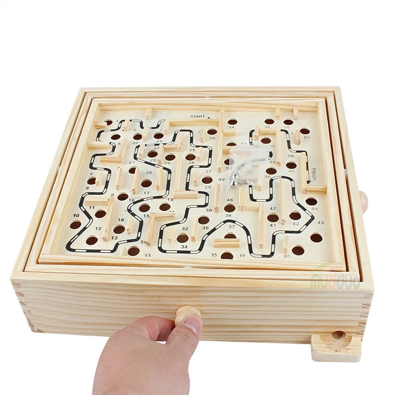 Wooden large 60 off wooden ball labyrinth children adult balance track game desktop intelligence breakthrough toys