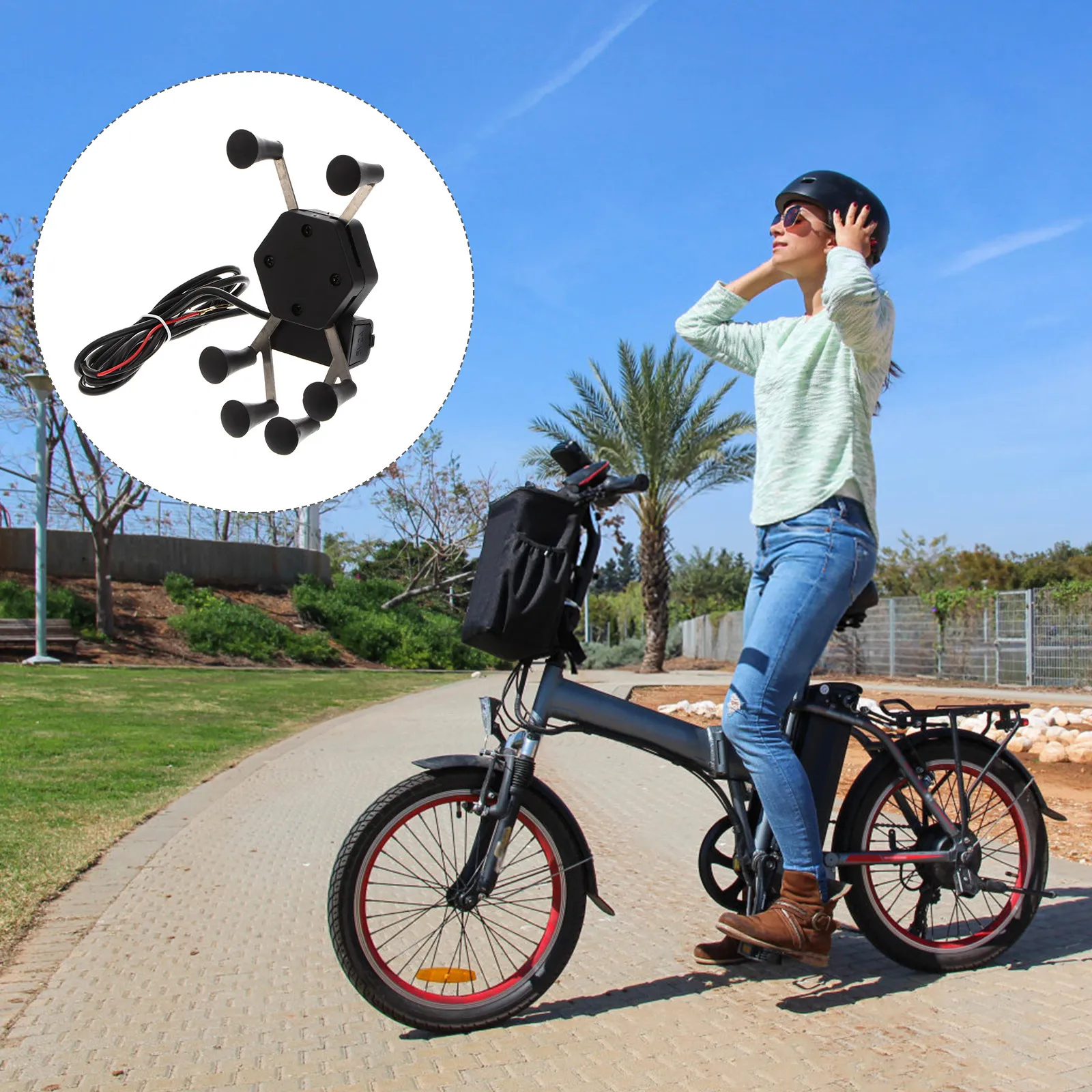 

1Pcs Motorcycle Handlebar Mount Bracket Anti-Theft Phone Holder 6-Claw Secure Grip for Smartphones GPS Navigation Black