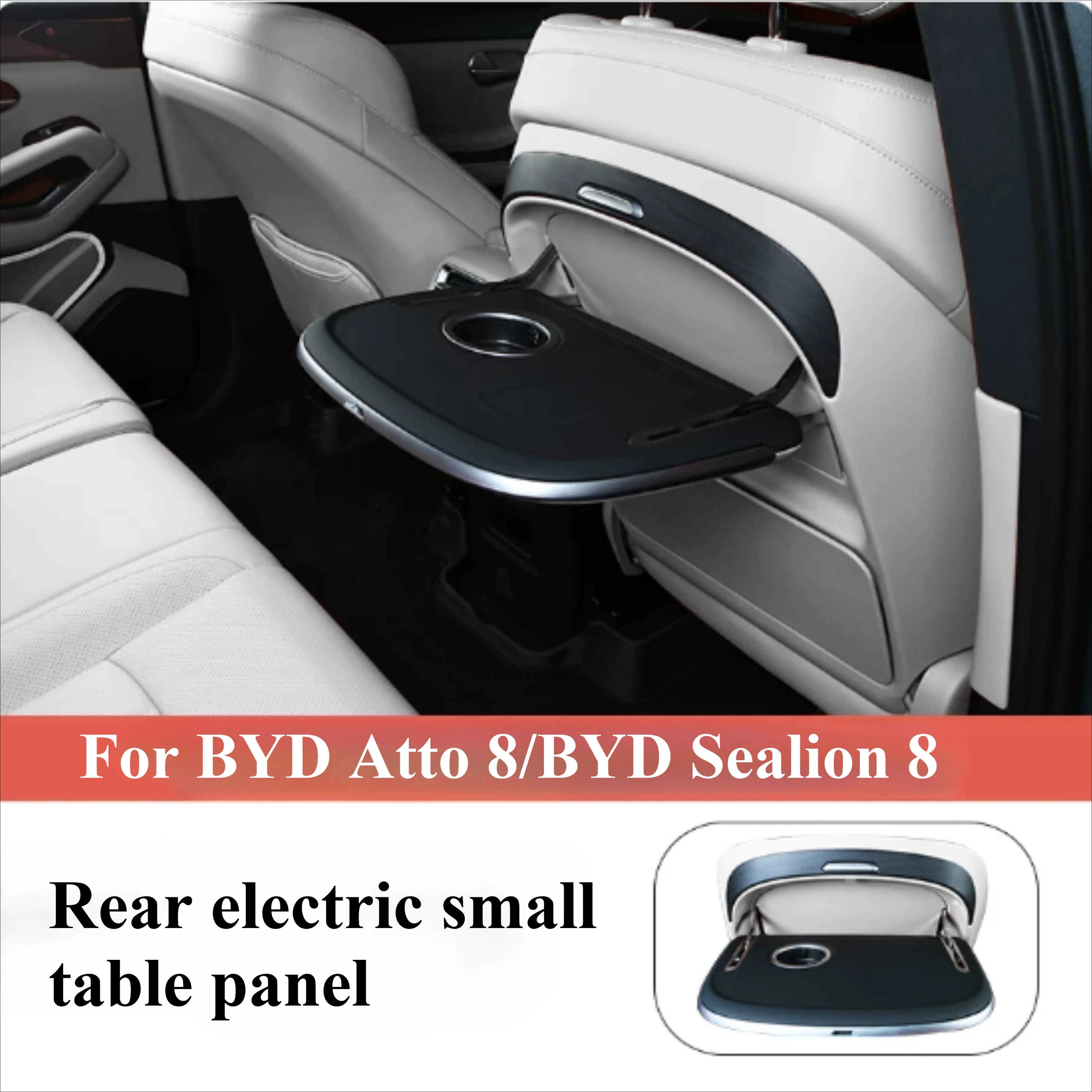 For BYD Atto 8/BYD Sealion 8 Rear electric small table panel - [wireless charging+ambient light] interior accessories