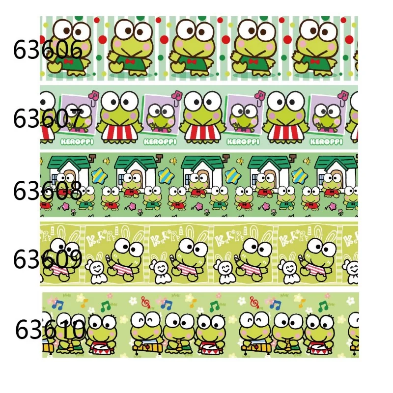 (50yards) Sanrio Keroppi Cartoon Grosgrain Ribbon for Hairbows Sewing Accessories Craft Materials Gifts