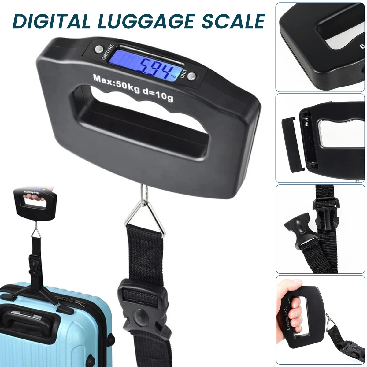 50kg Digital Luggage Scale Electronic Portable Suitcase Baggage Bag Weight Tool With Backlight Electronic Travel Hanging Scales