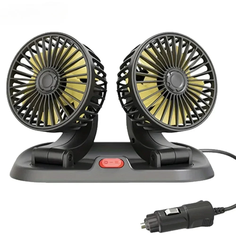 EAFC 5V 12V 24V Car Cooling Fan 360° Adjustable Dual Head Air Fan USB 2Speeds Automotive Electric Fan For Dashboard RV Truck