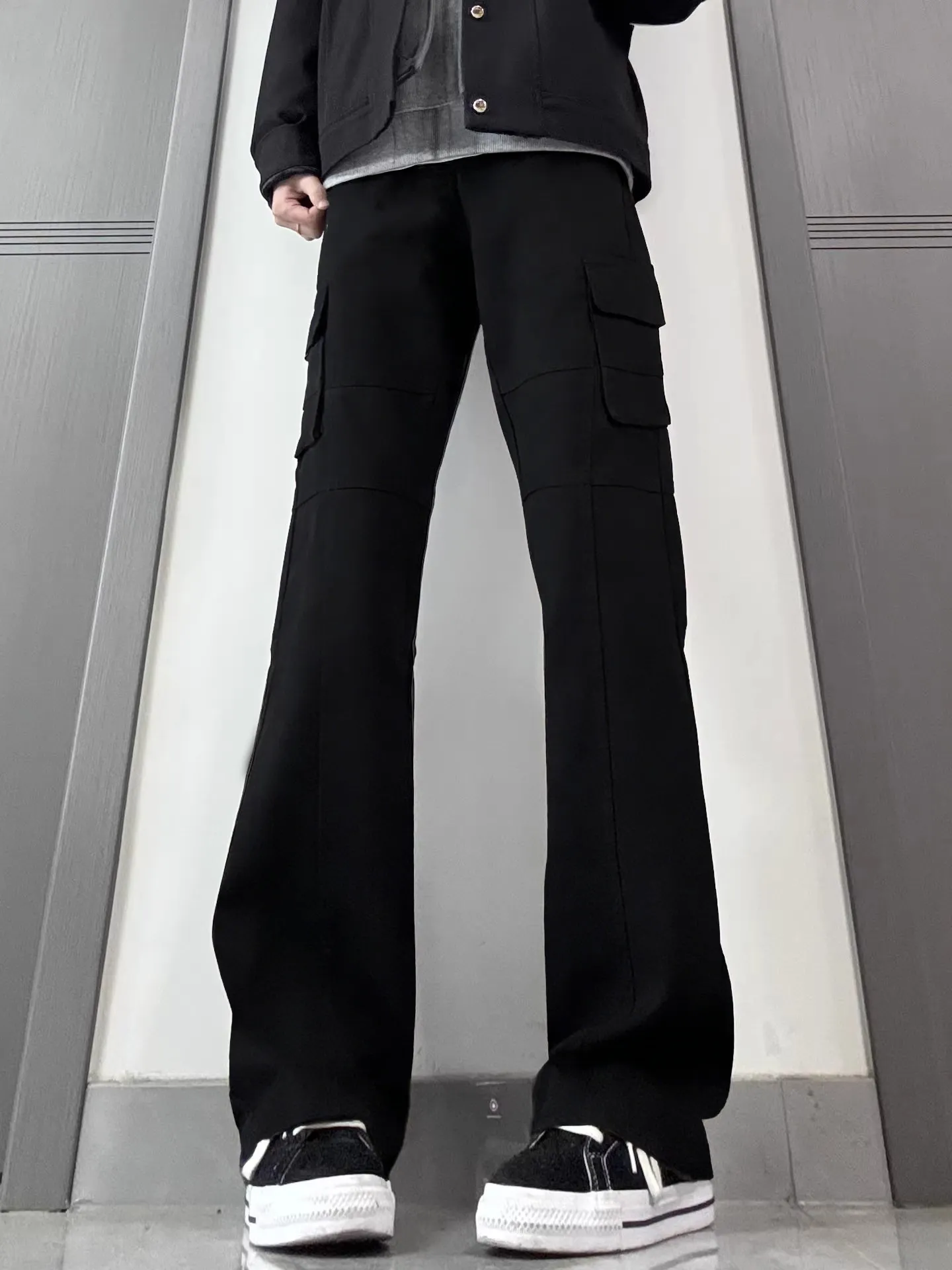 

Bla American Sle Workwear Pants Men's Winter Fce Lined Multi ket Straight Leg Micro Flare Jeans Low Waist Zipper Cl...