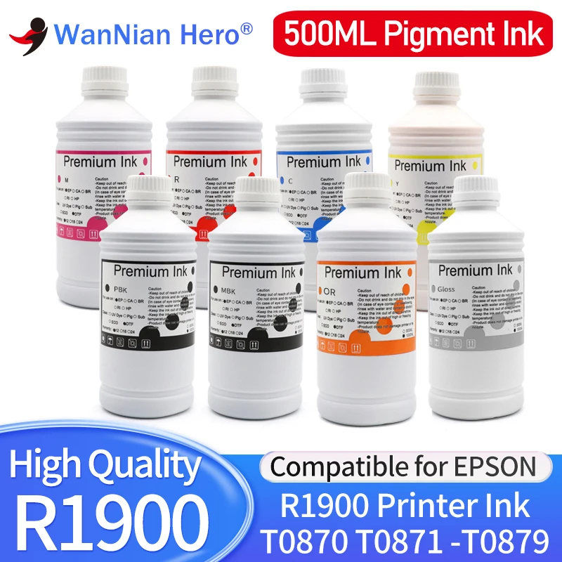 

Пигментные чернила 500 мл, совместимые с Epson Stylus Photo R1900 Printer T0870 T0871-T0879