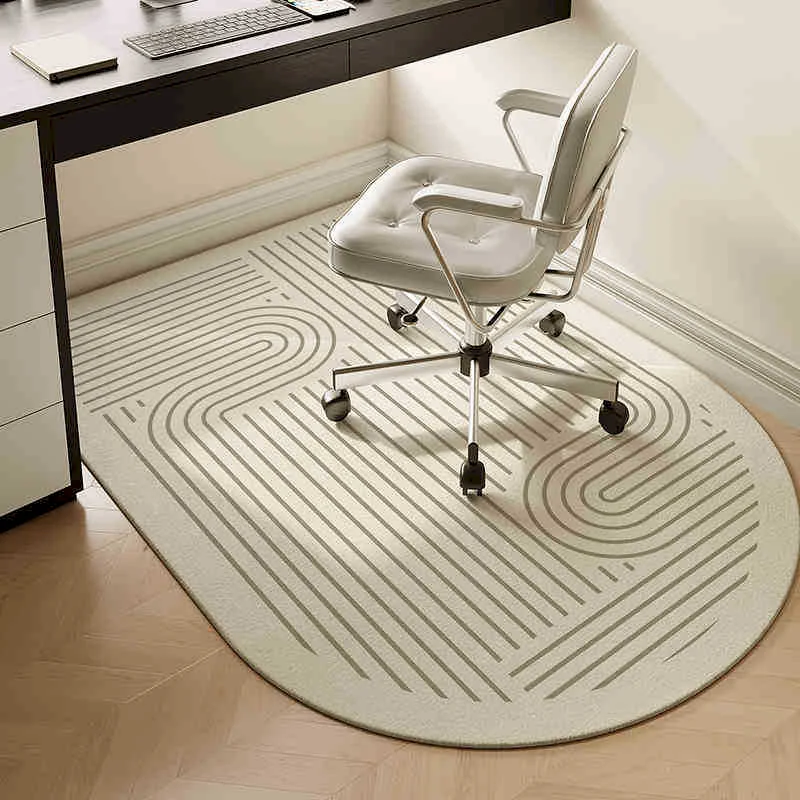VIKAMA Minimalist Lines Semi-Circular Gaming Chair Carpet Anti Slip Sound-Absorbing Soft Floor Mat Home Decoration