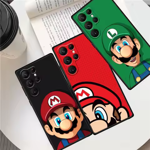 Super Mario Cartoon Cute For Samsung Galaxy S23 S22 S21 S20 FE S10 S9 S10E S8 Plus Ultra Lite 5G Black Phone Case
