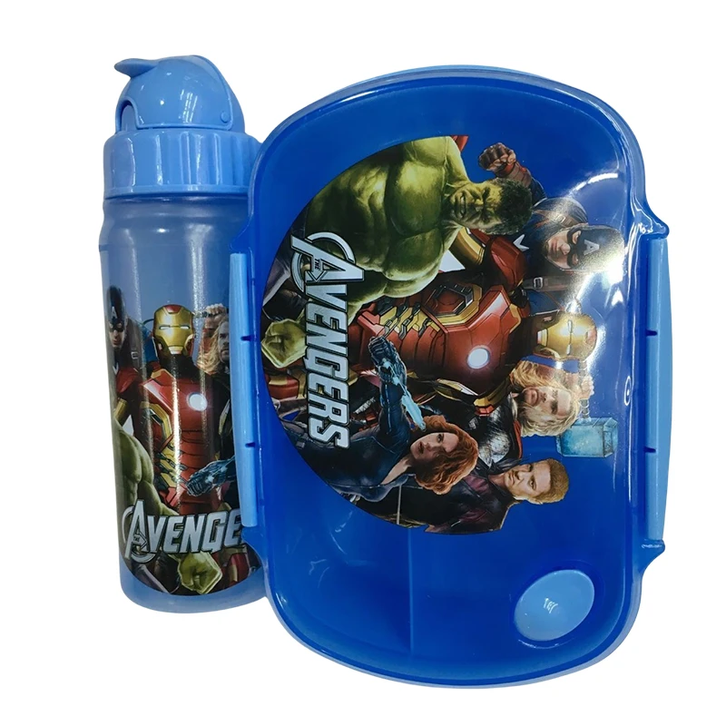 Marvel Tableware Kettle Lunch Box Set Spider-Man Cartoon Bento Box Avengers Anime Meal Box Cup Leakproof Food Storage Container