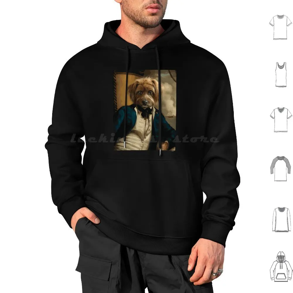 Dog Portrait-Franklin Hoodies Long Sleeve Anthro Anthropomorphic Art Anthropomorphism Animal Portrait Pet Portraits Dog