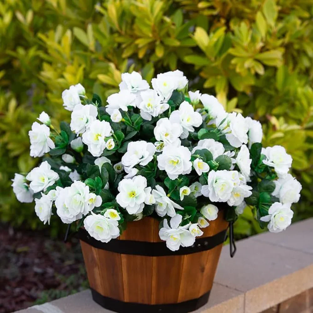 2PCS/1set Outdoor Herbst Künstliche Rote Azalea Hohe Qualität Blumen Büsche UV Beständig Dekor Gefälschte Blumen Hause dekorationen Kleine – Detail 4