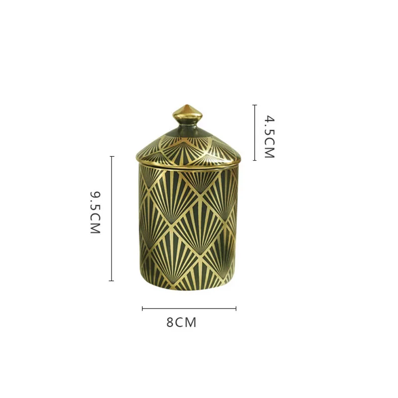 Creative Geometric Gilded Ceramic Storage Jar Cosmetic Jewelry Bottle Home China Scented Candle Cup Candy Coffee Can Home Decor