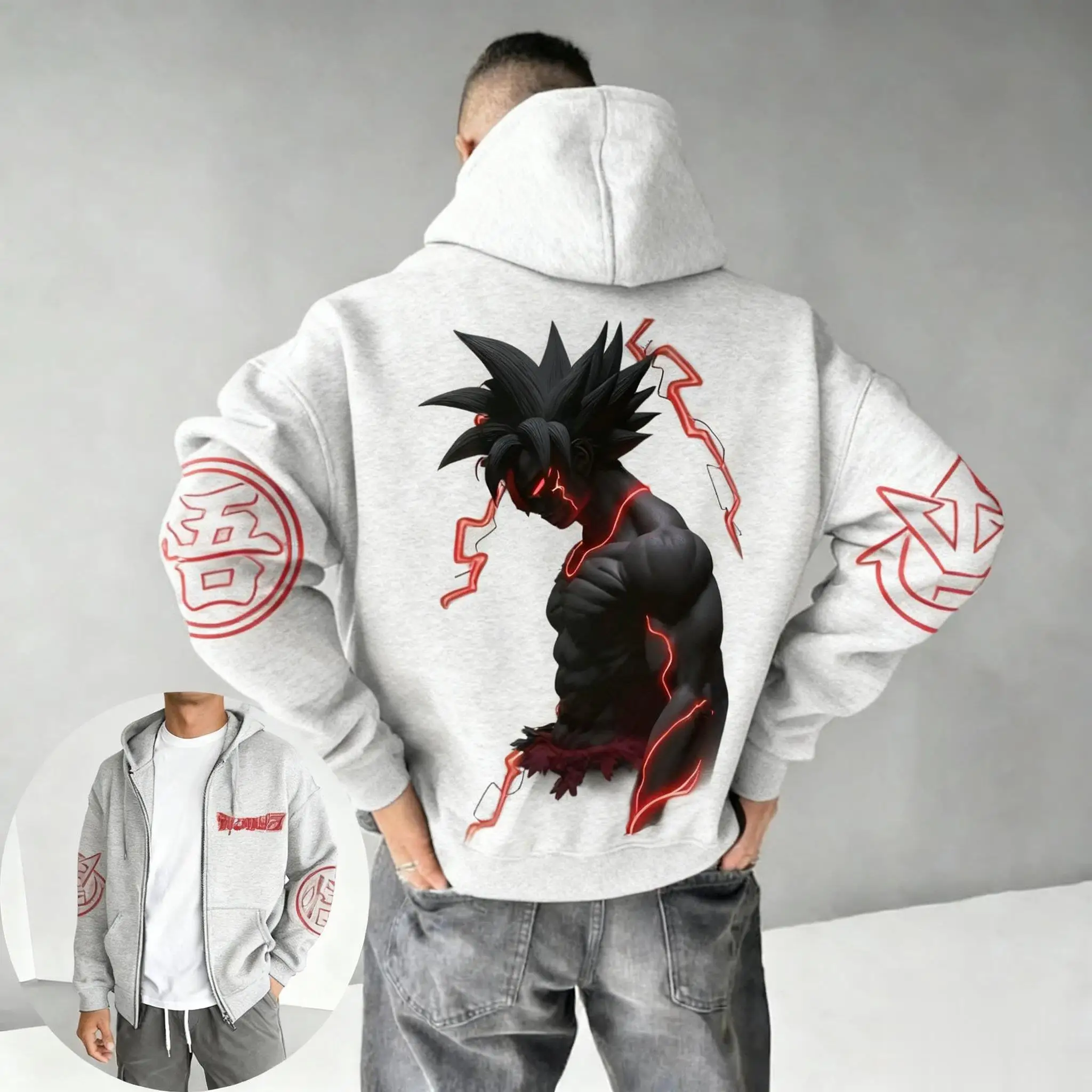 Unisex Anime Dragon Ball Goku Streetwear Felpa con cappuccio vintage con cerniera Uomo Donna Primavera Autunno Nuova felpa casual Top a maniche lunghe