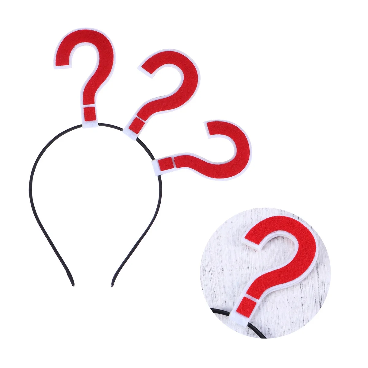 Red Question Mark Shaped Headband Hair Loop Clip Accessory for Women Birthday Christmas Party Garden Event Creative
