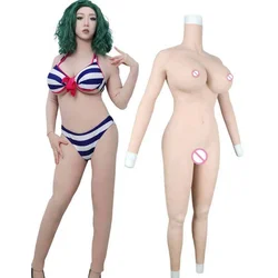 Sexy Silicone Fack Vagina and Big Boobs Bodysuit With Arms Male To Female G/H Cups Tits Cosplay Drag Queen Crossdressing