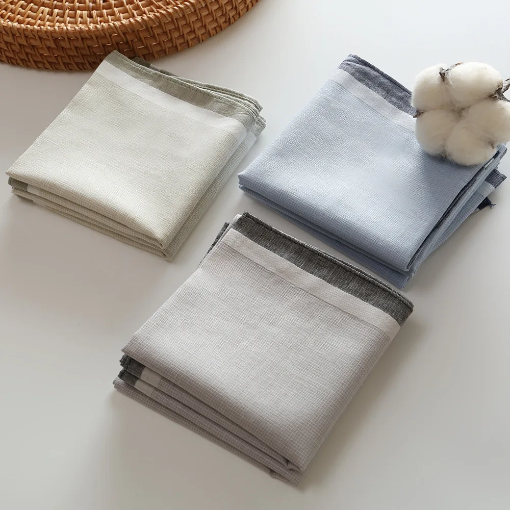 3/6/12Pcs Antique Old-fashioned Nostalgic Thin Handkerchief Soft and Comfortable Dyed Cotton Men's Summer Sweat Towel 43cm