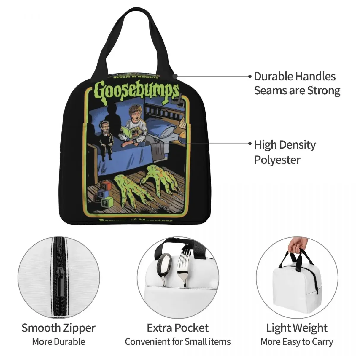 Goosebumps Beware Of Monsters Blood Horror Active Of Children Insulated Lunch Bag Cooler Bag Lunch Box Tote Food Storage Bags