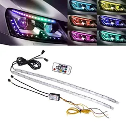 2PCS 50cm Flexible Crystal Angel Tears LED Neon Strip Light Auto Car LED DRL Daytime Running Lights Symphony RGB Front Headlamp