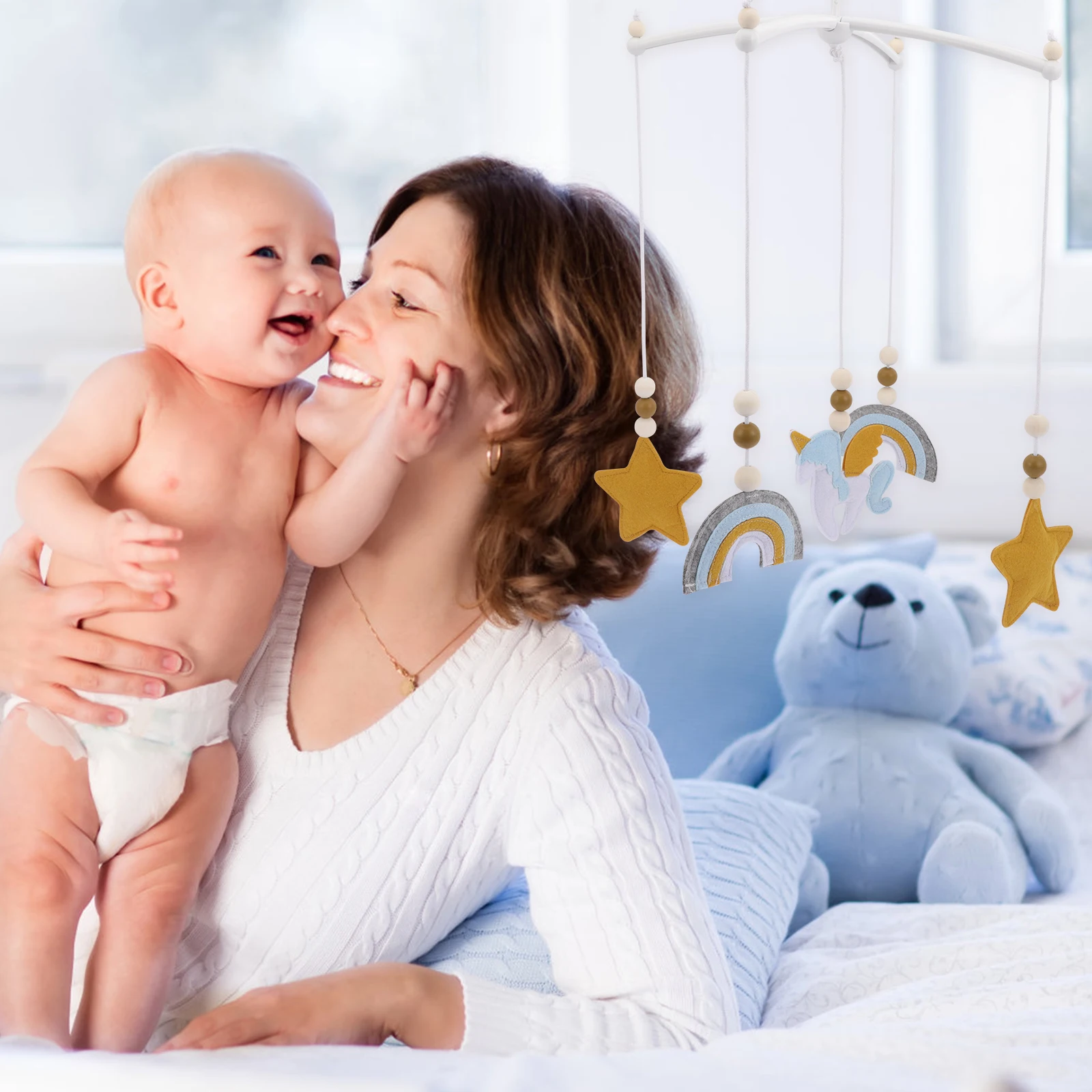 Campana per culla Decorazione per cameretta per bambini Giocattoli appesi per neonati Sedile per neonato Culla in feltro Appendiabiti mobile