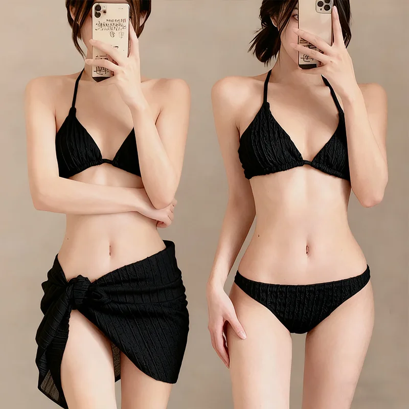 2026 New Sexy Split Three Piece Ins Style Bikini Swimsuit with Advanced Sensation and Slimming Seaside Vacation Swimsuit
