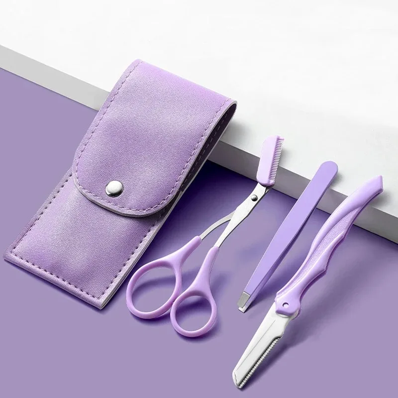 Tondeuse à sourcils portable en acier inoxydable, ciseaux à sourcils pliables, peigne, pinces à épiler, kit de coupe des sourcils, outils de maquillage professionnels
