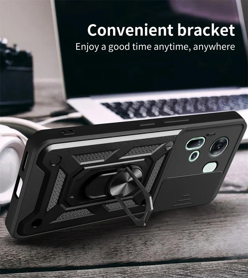 Camera Protect Phone case For OPPO Reno 12F 10 11A 12 FS 11F 13 Pro 5G Armor Metal Rotating Ring Silicone Soft Back Cover Cases