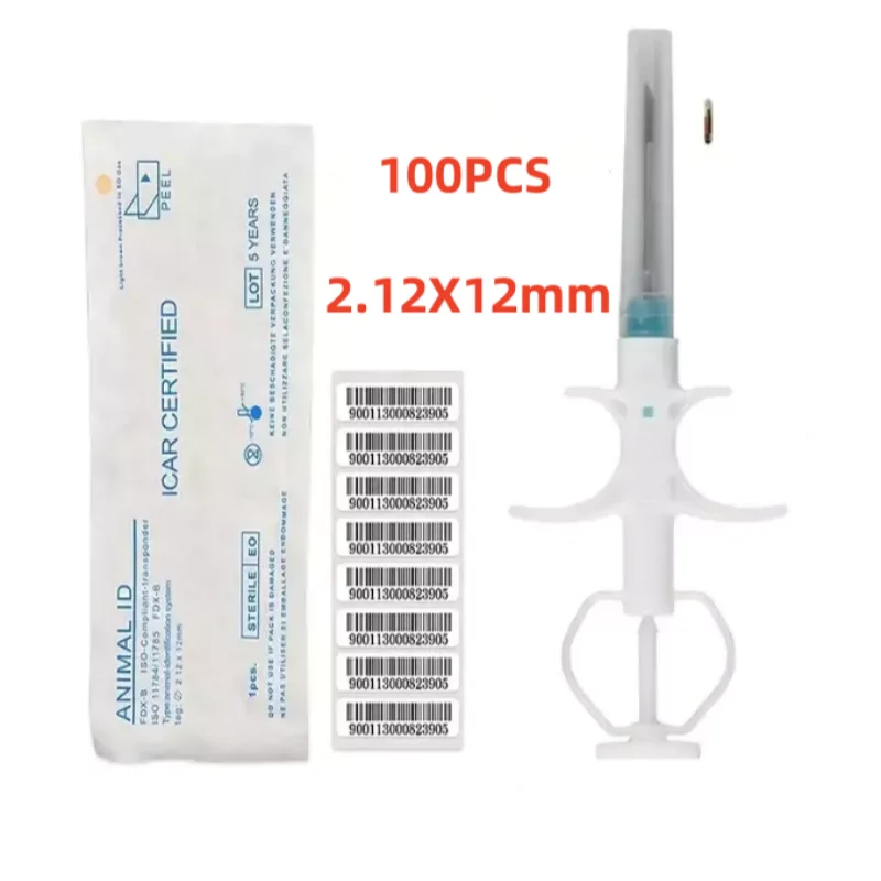 100 قطعة 2.12x12 مللي متر رقائق الحيوانات الأليفة 134.2 كيلو هرتز ID تسجيل FDX-B للكلاب القط خنزير الخ