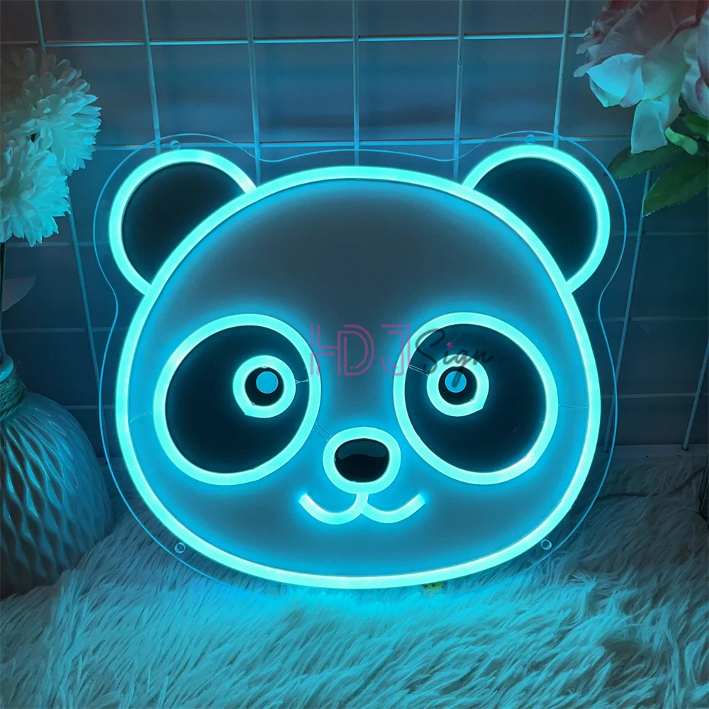 Panda Neon Led Sign USB UV 3D Carve Room Wall Decor Neon Night Lights Children's Bedroom Decoration Creative Birthday Gift