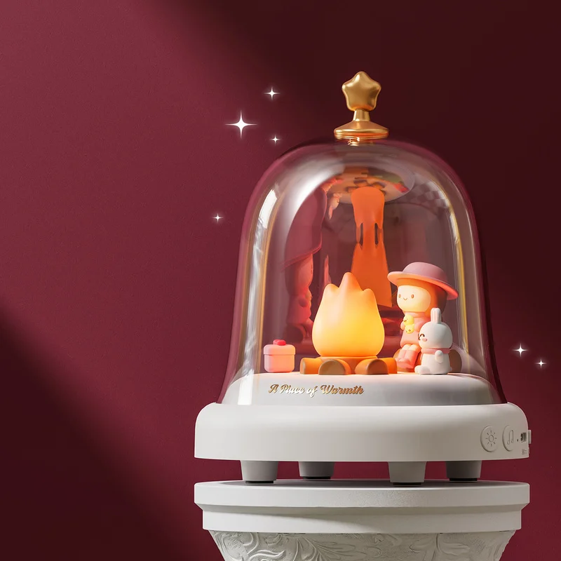 Bluetooth-Musik-Nachtlicht-Ornament, Serie für kleine Mädchen, Weihnachtsserie, mit Flammenatmosphäre, Spieluhr-Funktion, ideales Geschenk