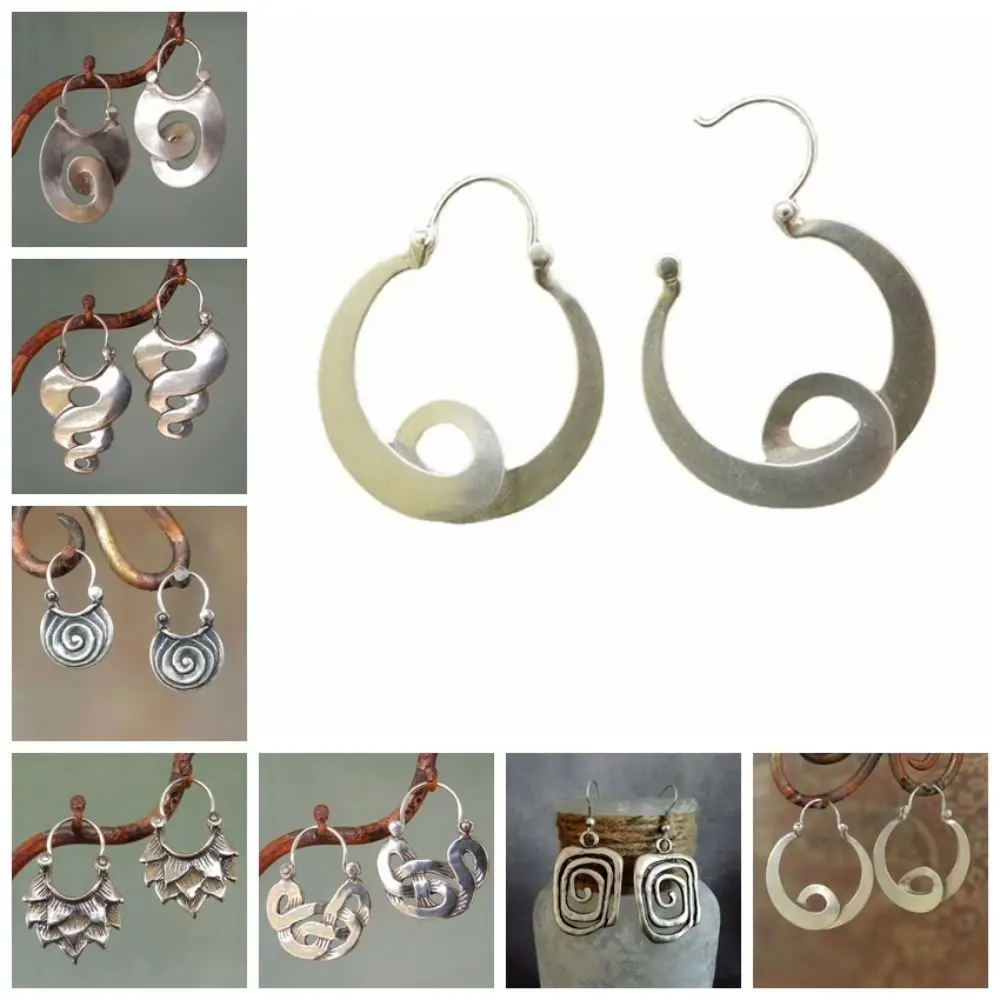 Vintage-Inspired Spiral Hoop Earrings Women Jewelry Minimalist Crafted Hoop Earrings Gypsy Bohemian Curled Earrings Gift