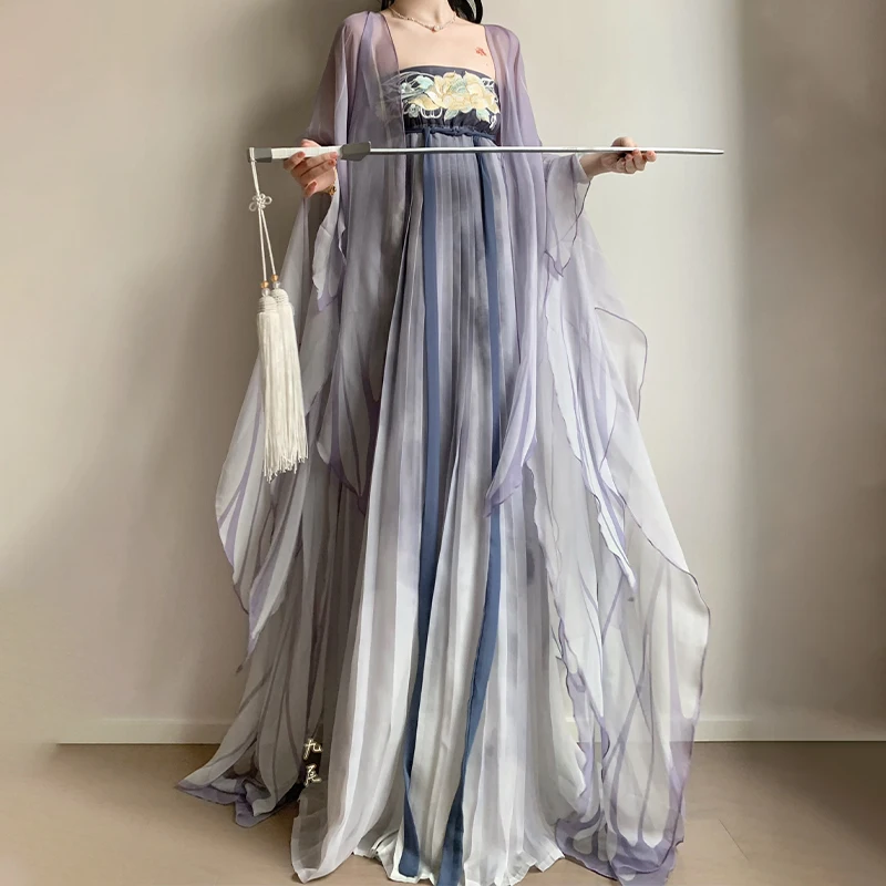 

Костюм Ханьфу 2026: Традиционное китайское платье в стиле династии Тан, длинное платье древней принцессы, наряд для сценических и народных танцев, костюм для косплея феи