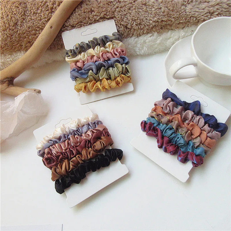 Gomas elásticas de seda sólida para el cabello para mujer, Scrunchie de seda satinada, gomas suaves onduladas, coleteros