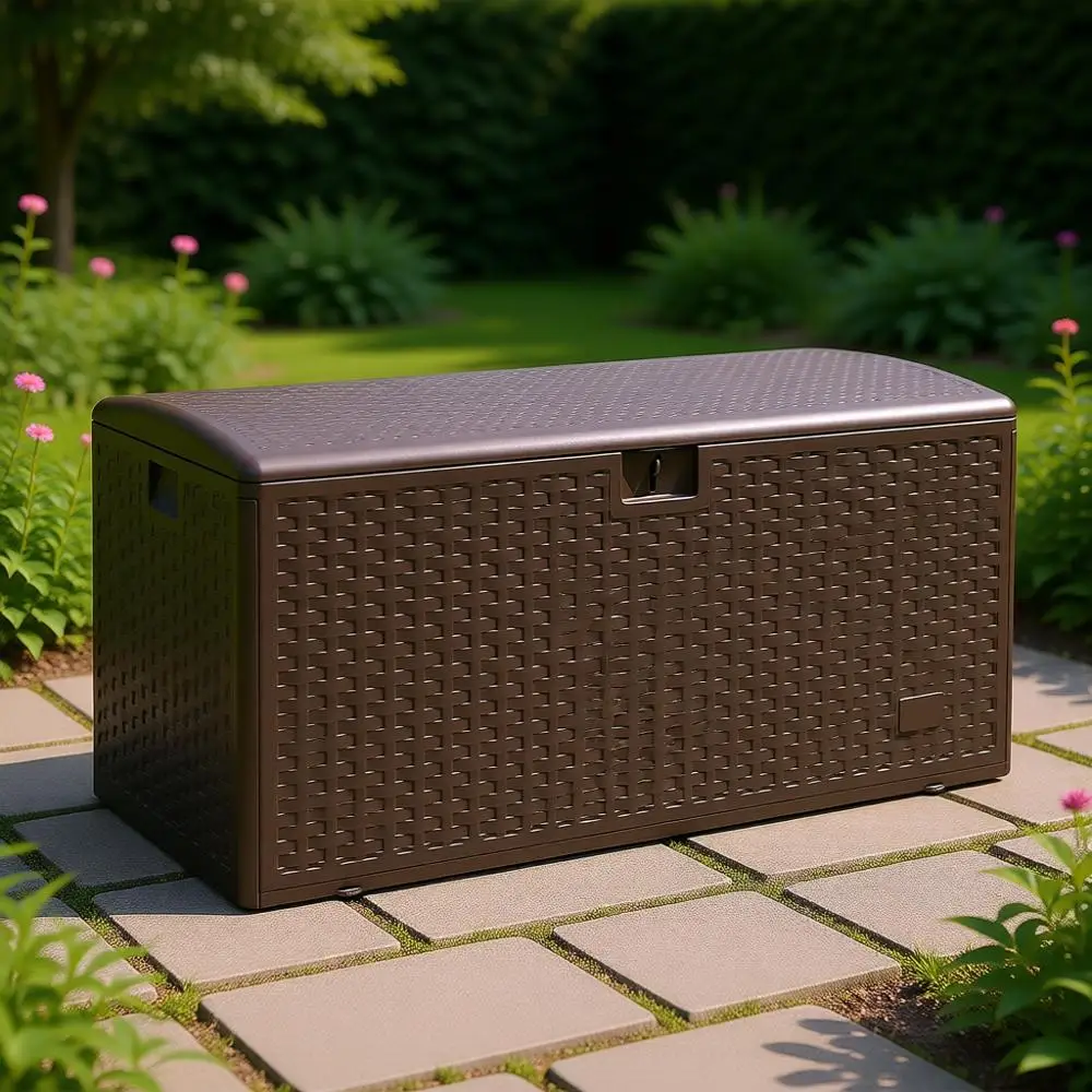 

99 Gallon Brown Outdoor Storage Deck Box with Lid
