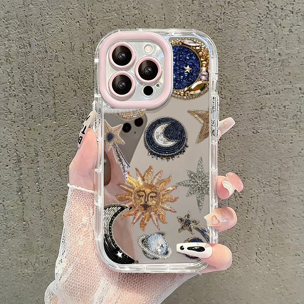 Stilvolle Handyhülle mit Blitzsymbol, Luftkissen und Spiegel für iPhone 16 15 14 13 Pro Max 17 12 11 Pro XR XS MAX 7 8 Plus INS Cover – Detail 4