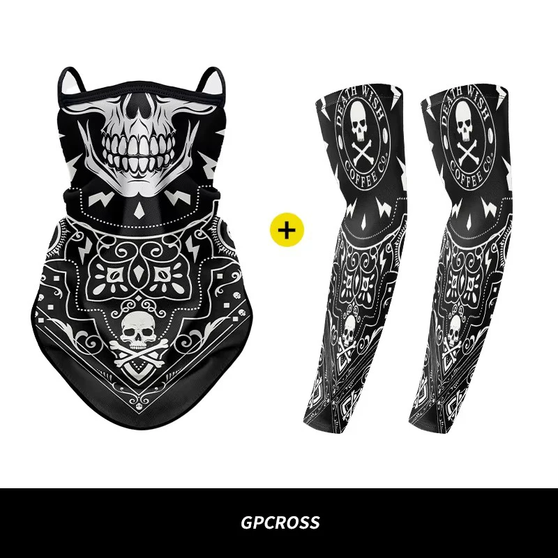 Quick Dry Breathable Motorcycle Rider Sunscreen Mask with Anti-UV Arm Tattoo Sleeves Outdoor Neck & Head Cover for Riding
