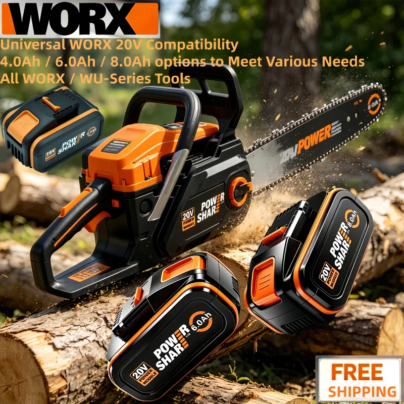 Original Genuine Fit for Worx 4.0Ah 6.0Ah 8.0Ah 20V 18650 Battery High Rate Discharge WA3520 WA3525 WA3575 WA3578 Power Tools