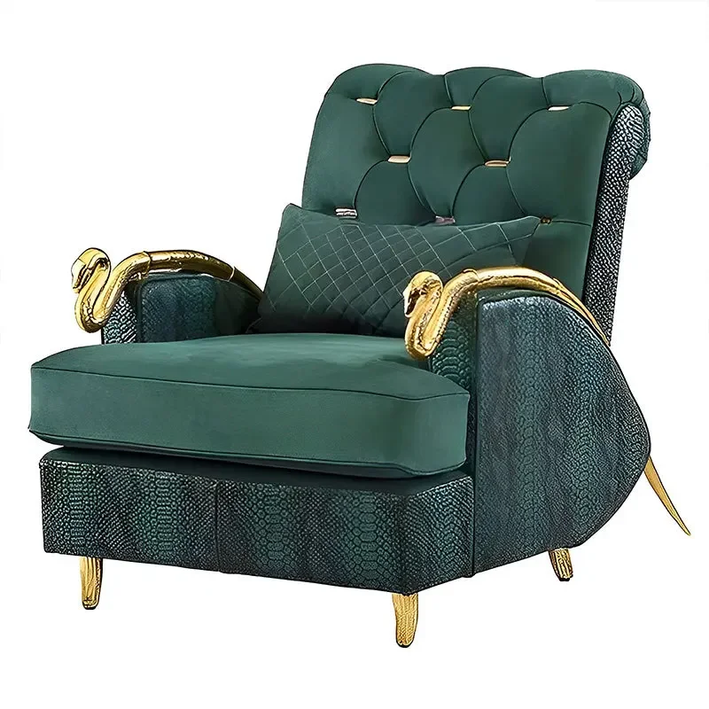 Leisure chair pure copper hotel villa crocodile leather single backrest tiger chair