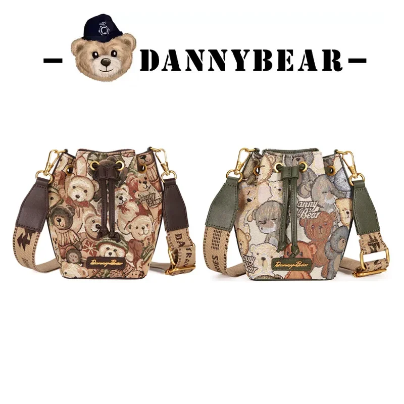 Danny Bear Green Elf Bear Series 17x12cm Slung Bucket Bag Fashion Retro Is Convenient For Commuting Lovely Girl Gift