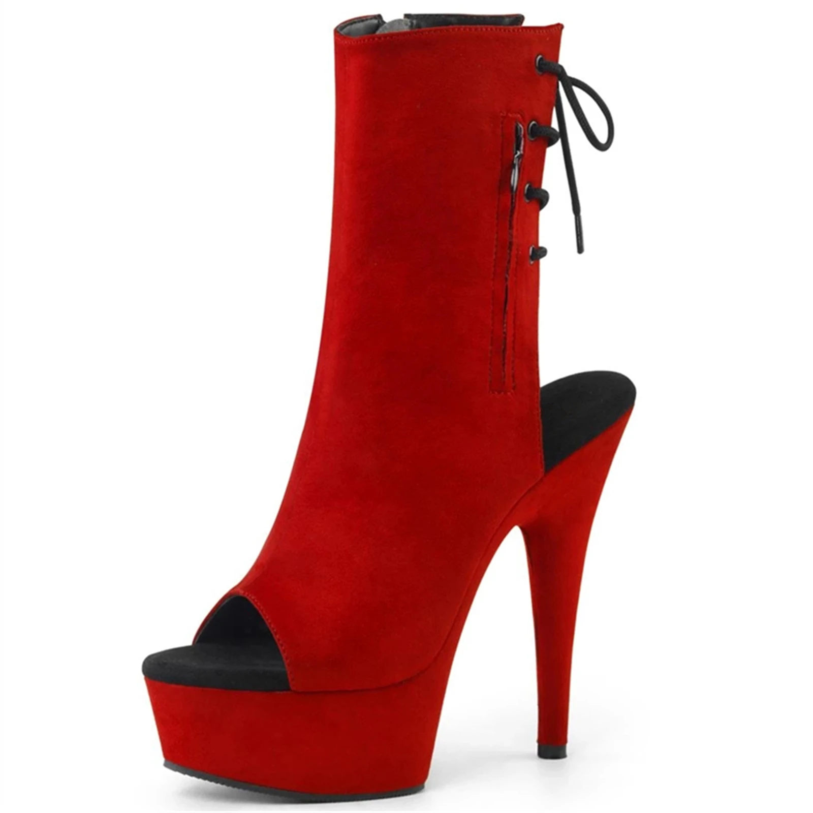 15 سنتيمتر منصة مضخات تان ، الجلد المدبوغ اللمحة تو حذاء من الجلد مع الدانتيل التفاصيل ، كعب مكتنز أحذية الحفلات المسائية للنساء