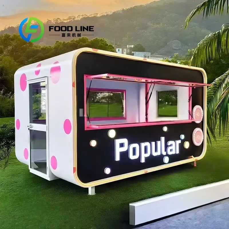 

Customized 220V Stainless Steel Electric Fast Food Truck 4-Wheel Snack Fried Skewer Mobile Cart Night Market Trailer