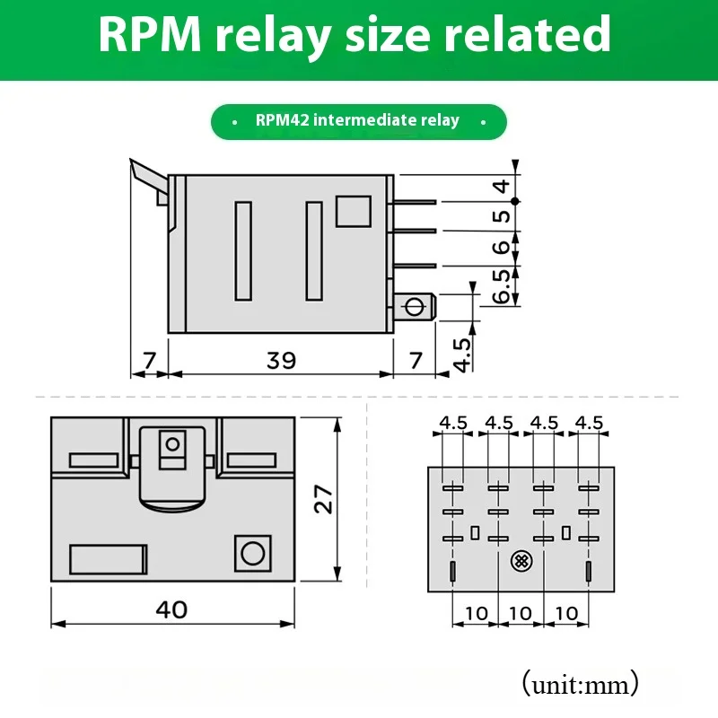 Schneider Wide Pin Relay RPM42BD 14-Pin 15A High Current Intermediate Electromagnetic Relay DC24V AC230V