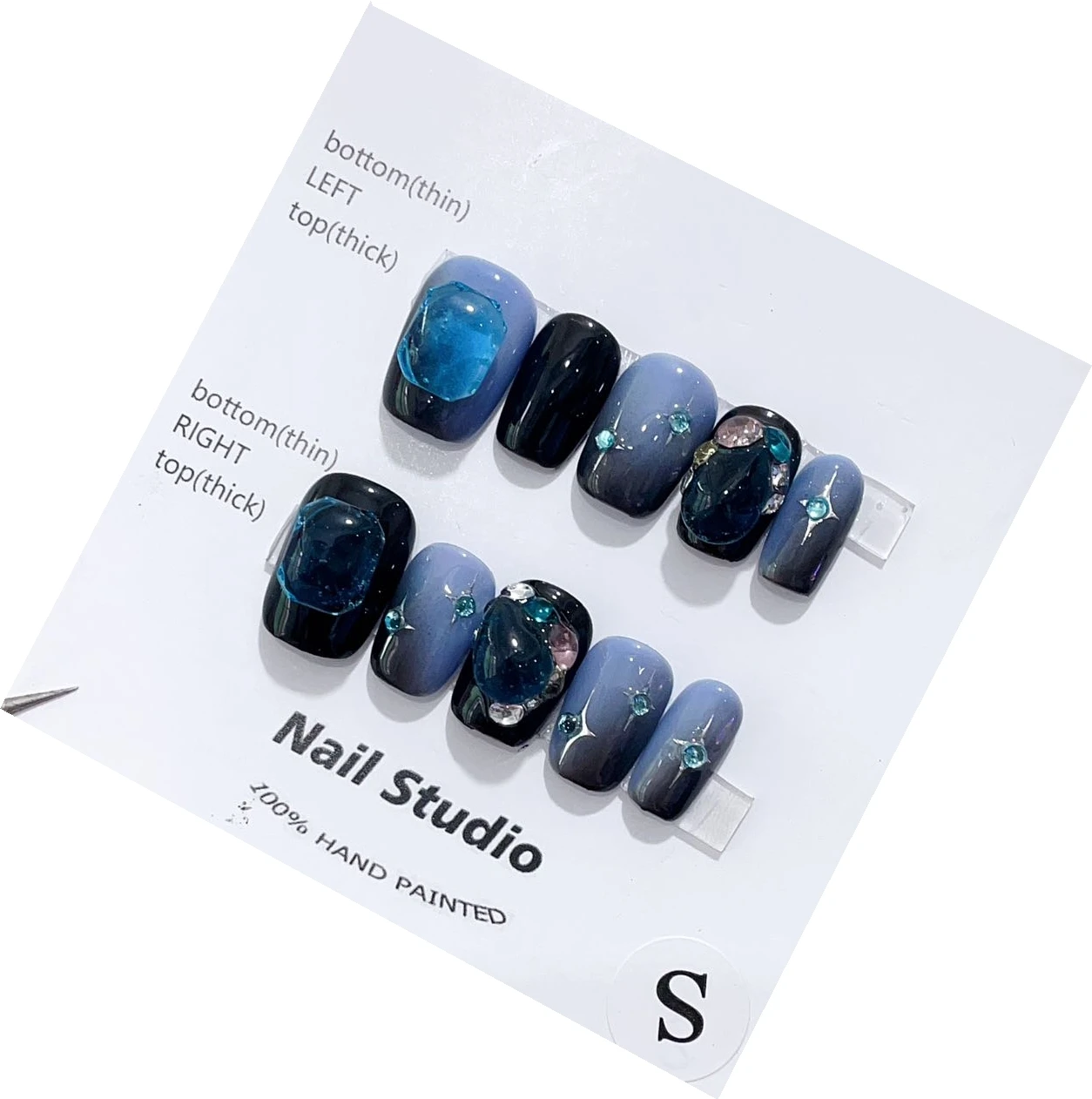 Emmabeauty Artisan Press On Nails Hypnotic Dark Star With Short Length and Multi-color Gradient Salon-quality Finish