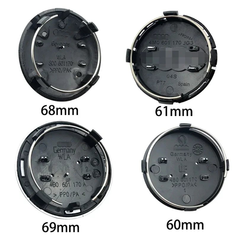 4pcs 60mm 61mm 68mm 69mm Car Styling Wheel Center Cap Hub Covers Badge 4B0601170 For Audi A3 A4 A5 A6 A7 A8 S4 S6 Accessories