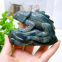 Natural Labradorite Lizard Carved Statue Room Ornament Healing Crystal Reiki Animal Figurine Gemstone Home Decor 1pcs 5