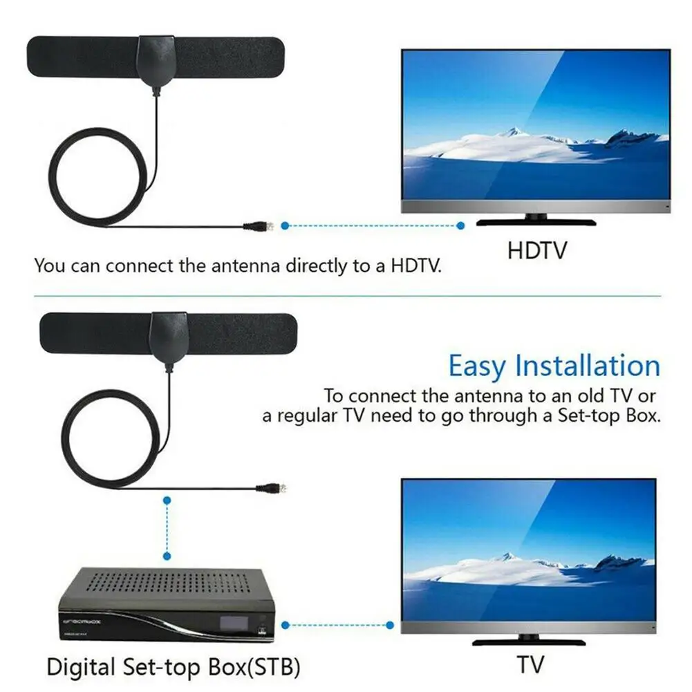 1080p Hdtv Digital Tv Antenna 980miles Range Dvb-t2 Indoor Signal Booster Amplifier 20DBI Usb Powered