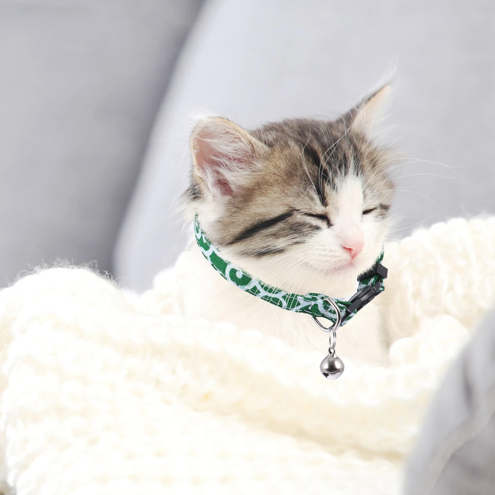 

3pcs Cat Collar Unique Nylon Bow Adjustable Kitten Pet Grass Elegant Bell Breathable Comfortable Daily Party Christmas