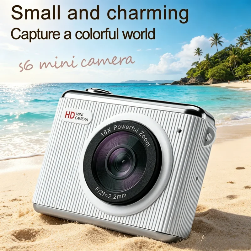 

1PC S6 Mini Digital Camera 64MP 1080P HD 16X Zoom Multiple Filters Portable Camera for Teens Beginners