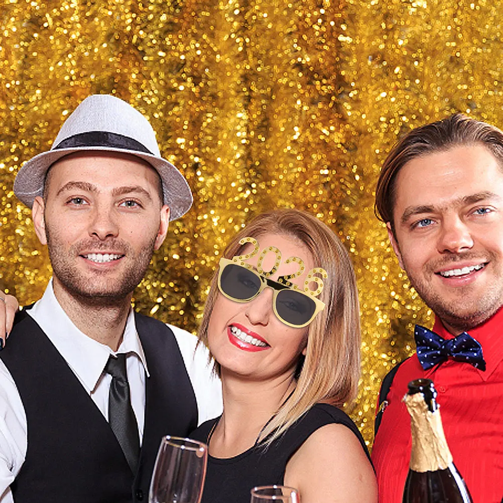 

4pcs Decoration Glasses 2026 Rhinestone Eyeglasses Sparkling Fun Sunglasses New Year Eve Party Supplies Lightweight Photo Booth